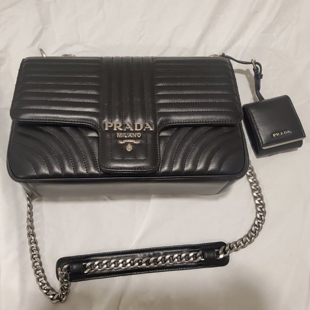 Black Prada Large Diagramme shoulder bag crossbody like new